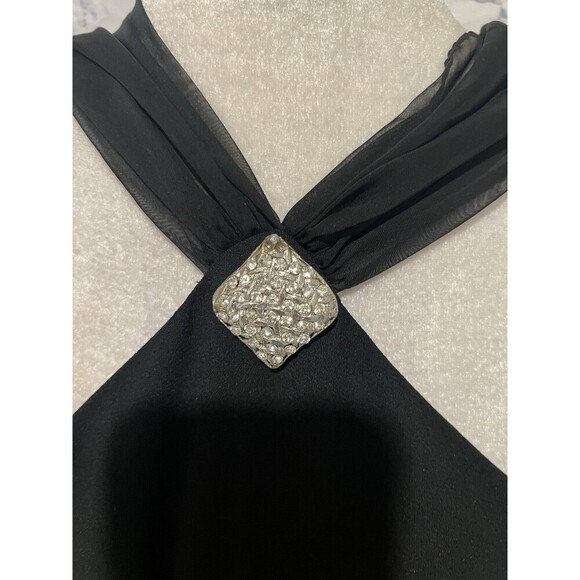 Vintage En Francais black sleeveless gown with a halter neckline Flowing Size 12 - Picture 3 of 9